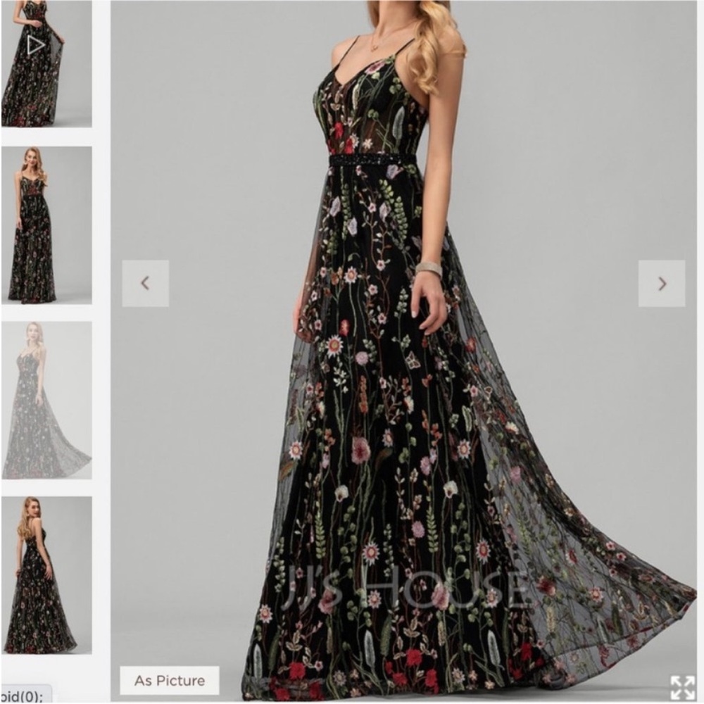 Elegant Floral Black Dress